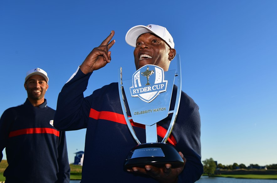 Samuel L Jackson holds Celebritie Ryder Cup 2018